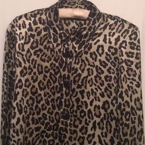 Leopard print silk vintage blouse